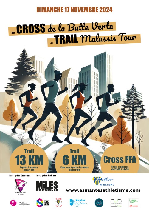 Affiche Trail Malassis Tour et Cross Butte Verte 2024