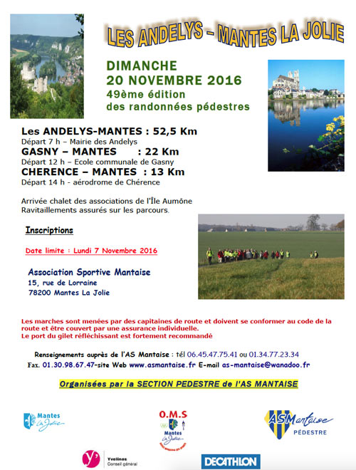 Affiche Les Andelys - Mantes Pédestre 2016